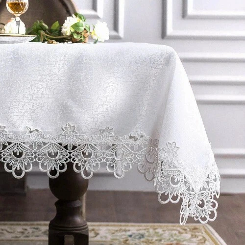 New Lace Rectangle Table Cloth Embroidery Table Cover For Table Wedding Decor - Image 3 of 4