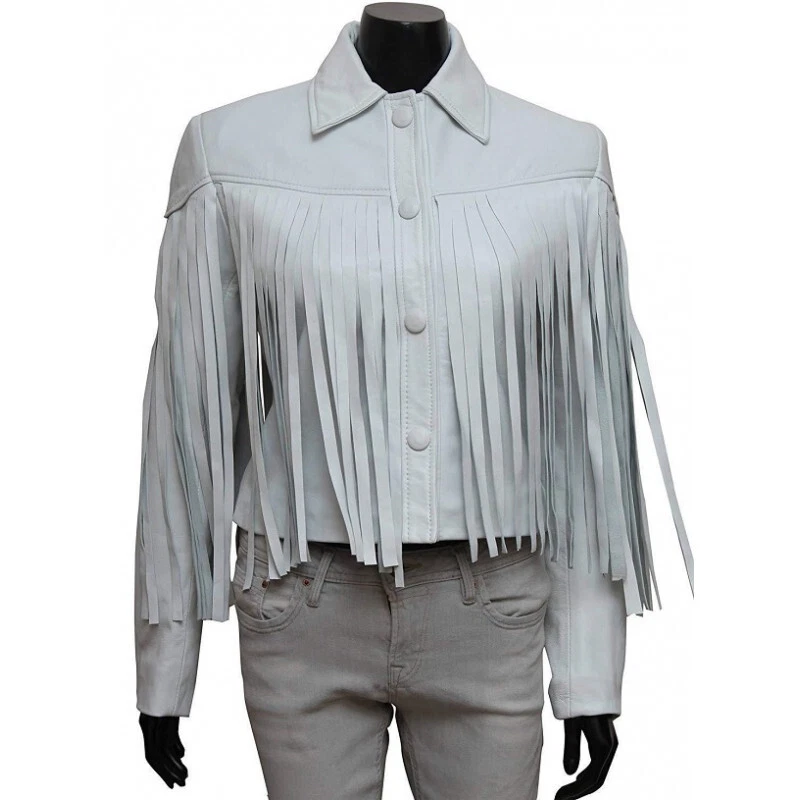 Sloane Peterson Ferris Bueller s Day Off Mia Sara White Fringe Leather Jacket