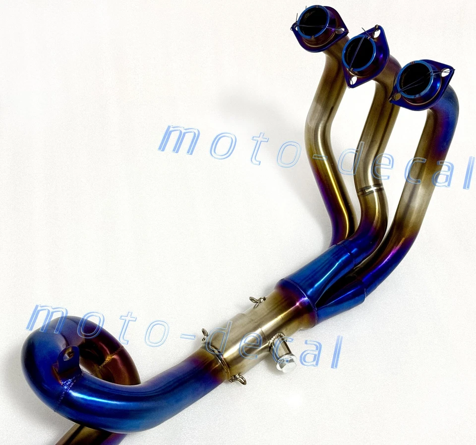 Silenciador de escape para Yamaha FZ09 2015-2019 cabezal colector de tubo de enlace delantero azul Foto 2 de 4