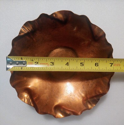 VTG Drumgold Unique Copper Bowl Dish Marked 275 Ruffled Crimped