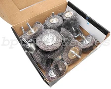 40pc Wire Wheel Brush Cup Assortment Crimped Steel 1/4" Shank Drills Rust Scale