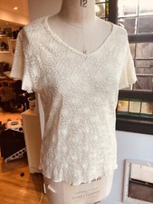 Canotta canotta vintage panna anni 80 taglia media elasticizzata scollo a V fiori testurizzati