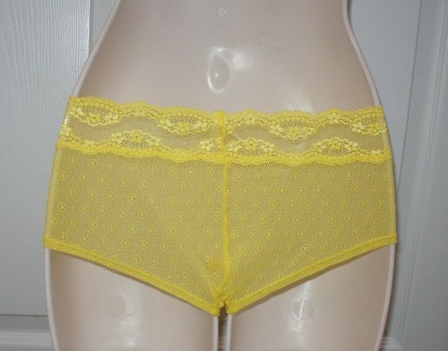 Bragas de Encaje Victoria's Secret Estrás Símbolo de la Paz Amarillas Para Mujer Talla Pequeña - Imagen 2 de 6