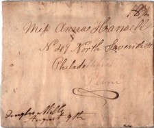 Pennsylvania Quigle's Mills 1838 ms  ms 18 3/4  1828-1839  Stampless Folded Lett