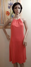 Genuine ANN TAYLOR coral orange gathered neckline sleeveless casual dress,size 8