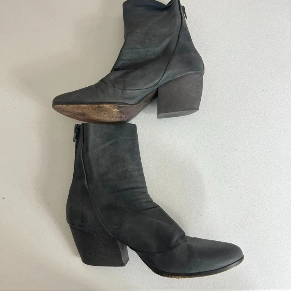 Coclico Boots Womens Size 38 Zerit Coal Leather Solid Wood Heel Back Zip Closure - Image 4 of 4