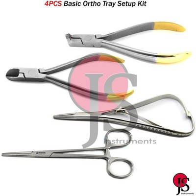 Dental Orthodontic Distal End Cutter Ligature Forceps Mathieu Needle Holder 4PCS