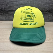 Stranger Things Camp Know Where Hat Cap Snap Back Green Yellow Trucker Mesh Mens