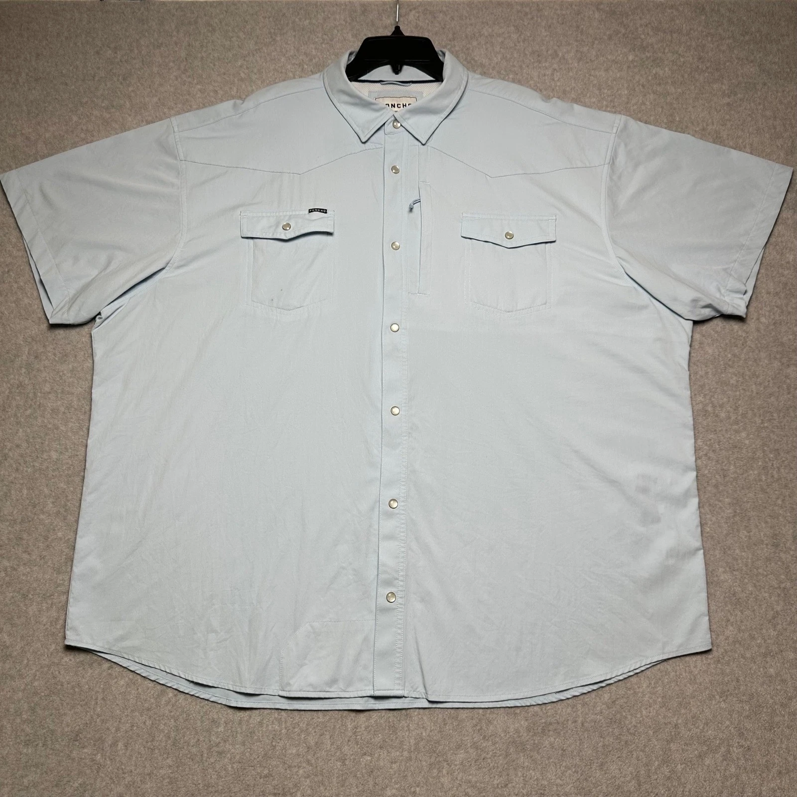 Poncho Mens 3XL Western Pearl Snap Fishing Shirt Short Sleeve Light Blue
Opens in a new window or ta