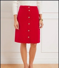 Talbots Size 18 red velveteen button-front A-line skirt