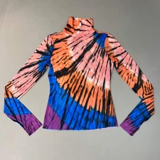 AFRM Zadie Turtleneck Pullover w/Thumb Holes Women's M Blue Halo Placement AET02