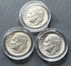 Lot Of 3 1964 US Roosevelt Silver Dimes/ Very High Quality/ Uncirculated