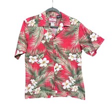 Vintage RJC Hawaiian button front tropical red men  s shirt made in Hawaii medium