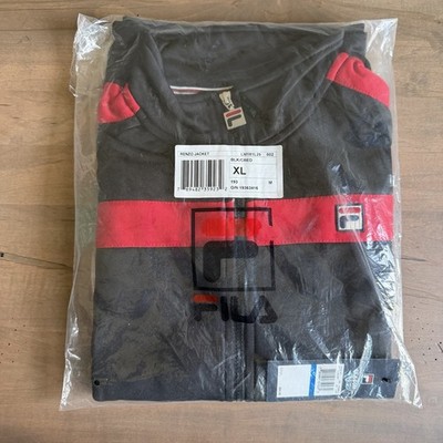 NWT Fila Renzo Men's Track Jacket Black Red Full Zip XL