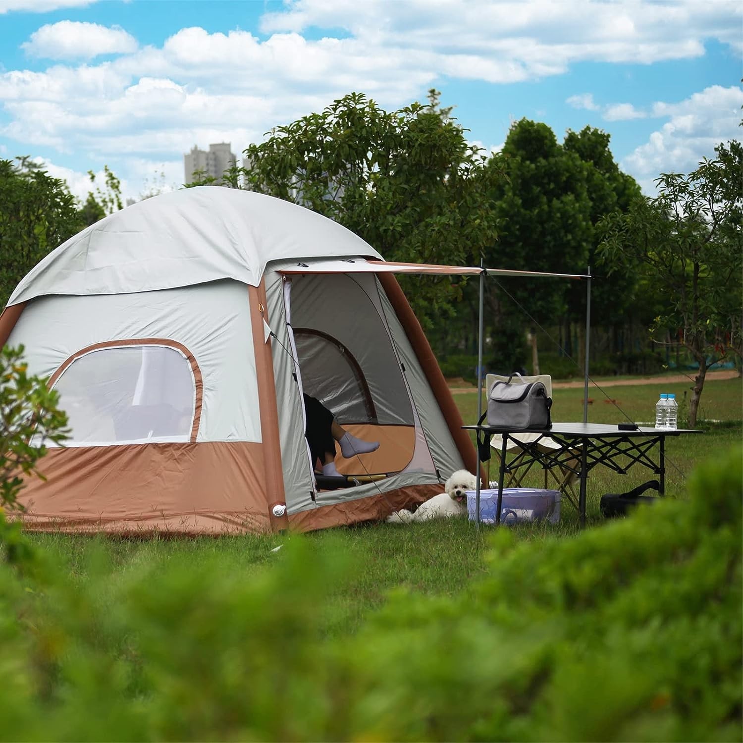 Umbalir Upgrade Inflatable Camping Tent with Pump, Easy Setup 4 Season Glampi...