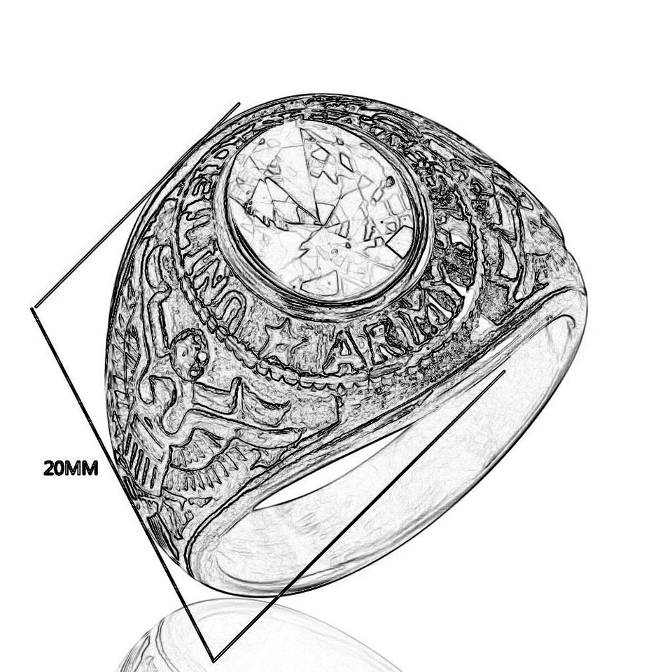 Мужское армейское кольцо с синим фианитом инкрустация США с орлом нержавеющая сталь - Изображение 3 из 4