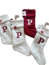 Wondershop 18  White Christmas Stocking Embroidered  P  New With Tags Lot Of 4