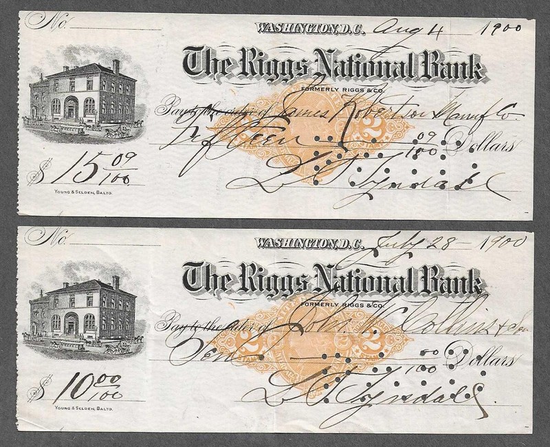 2 Washington DC Bank Checks RN-X7 1900