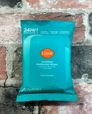 Lume Cool Cucumber 15 Flushable Acidified Deodorant Wipes 24Hr Odor Control