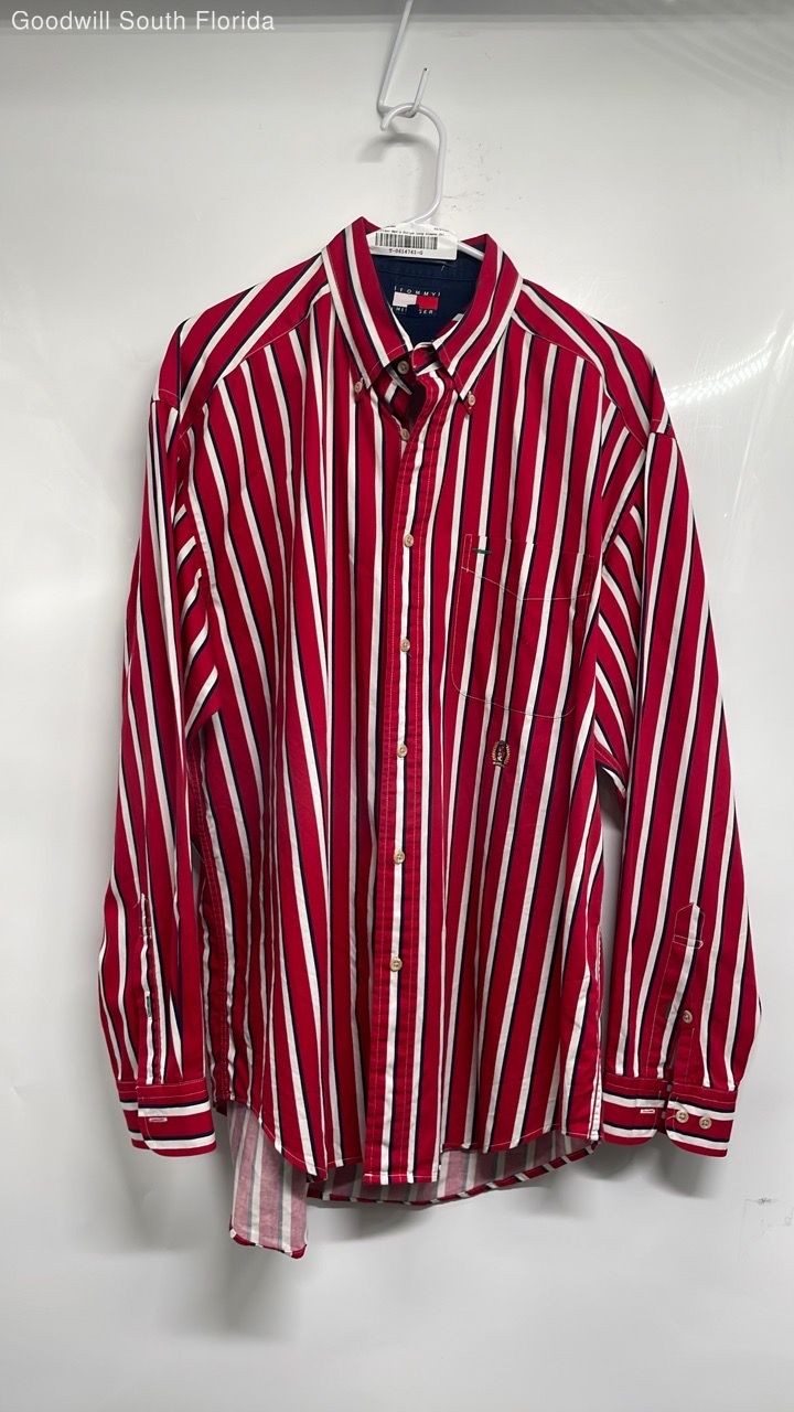 Tommy Hilfiger Mens Multicolor Striped Cotton Long Sleeve Button-Up Shirt Size L