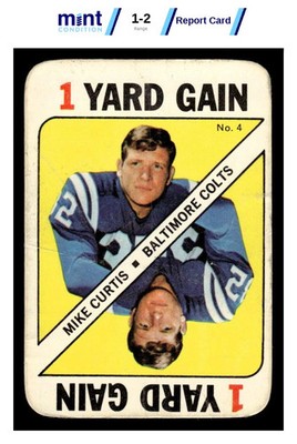 1971 TOPPS MIKE CURTIS 4 GOOD GAME INSERTS FOOTBALL BALTIMORE COLTS