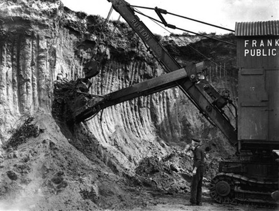 #ad Mechanical digger removing a hill to make way for Royal Corps of S Old Photo AU $9.00