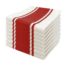 MU Kitchen Set of 8 Classic Stripe Cotton Kitchen Dishtowel with Hanging Loop,