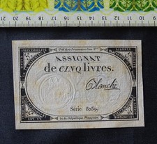 ( USA228) , France Banknote  , Assignat  5 Livres , Year : 1792 .
