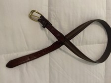 Brighton Camden Belt P2707 Brown Leather Inlaid Textile Sz 40 Brass Buckle