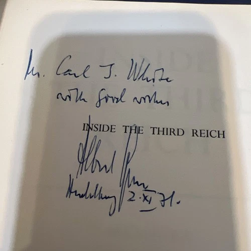 Inside Third Reich Albert Speer 1st Edition 1970 Signed Inscribed Macmillan - product listing photo