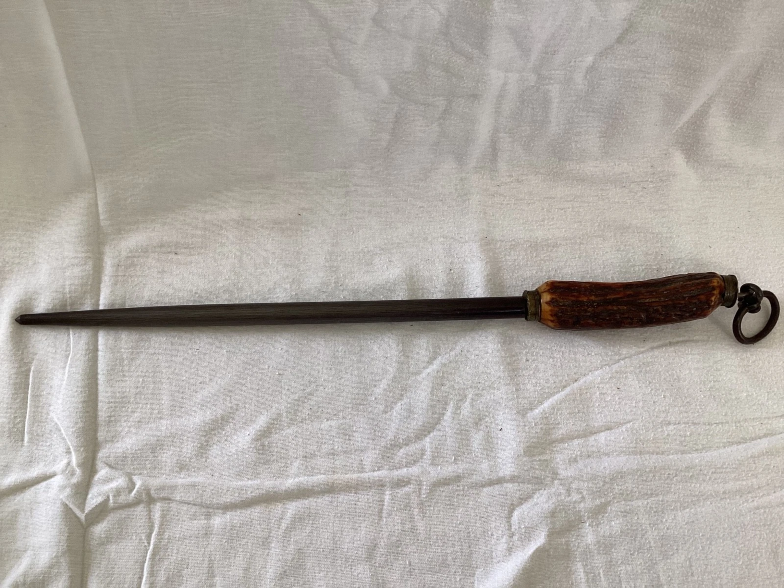 Vintage Cast Steel Knife Sharpener with Wooden Handle