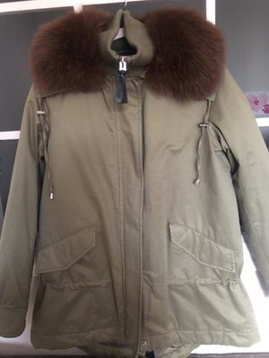 Derek Lam 10 Crosby Fox Fur Olive Parka Size S