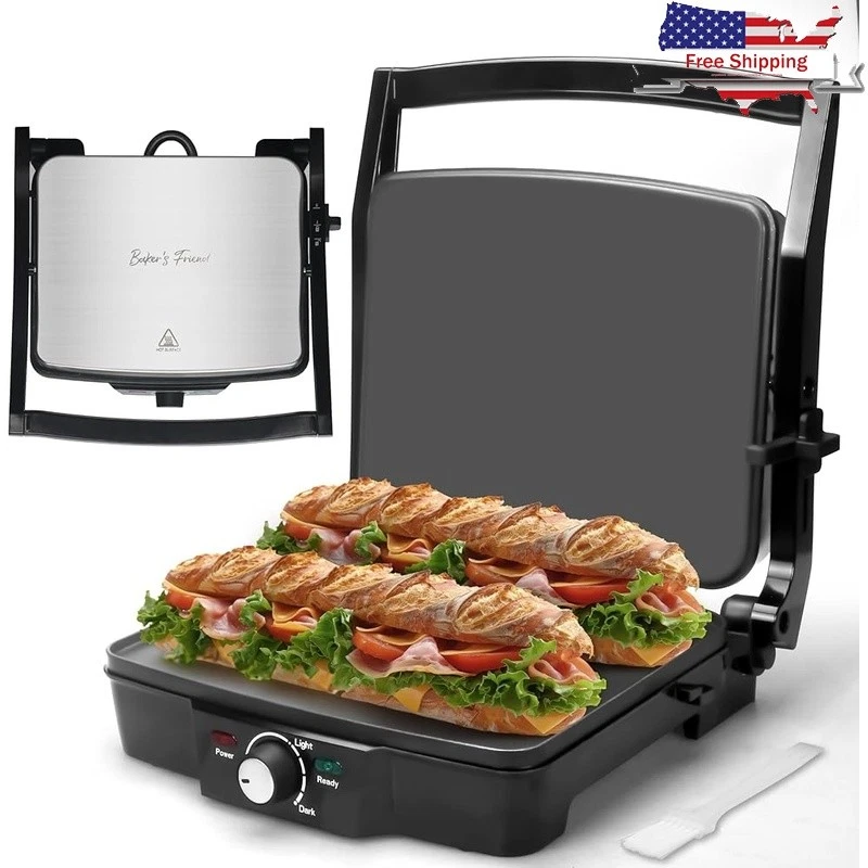 Versatile Sandwich Grill Non Stick Panini Maker Temperature Control Keep Warm US