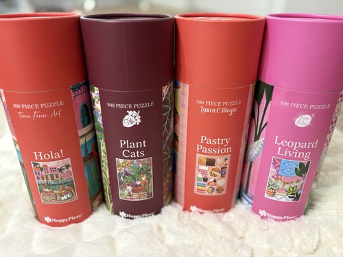 Set Of 4 500 Piece Happy Piece Cylinder Puzzles