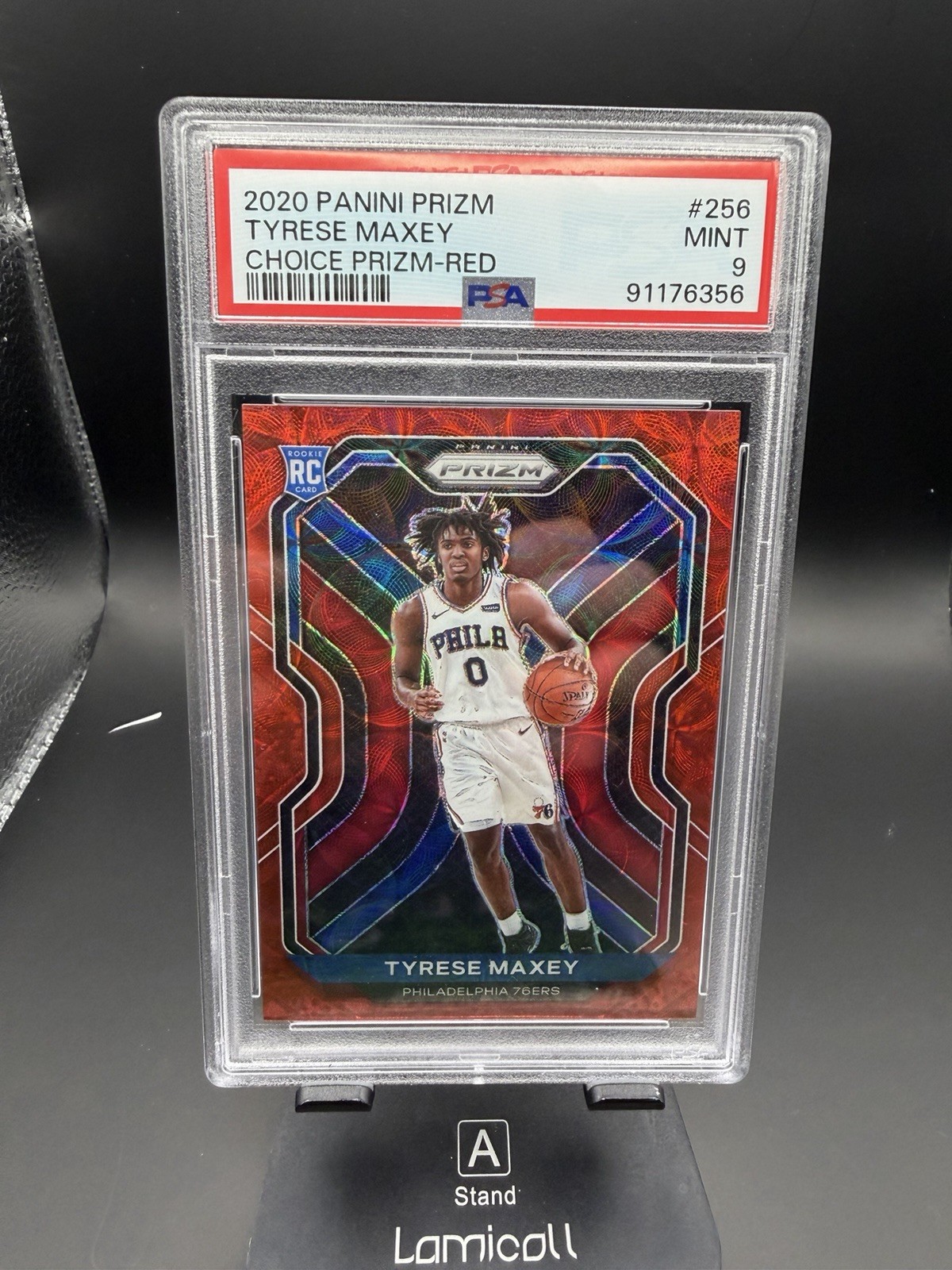 2020 Panini Prizm Tyrese Maxey Choice Prizm Red RC /88 PSA 9
