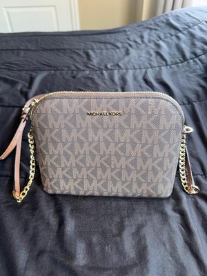 Michael Kors Cindy Large Dome Crossbody Bag Brown Leather