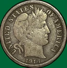 1914 Barber Dime Choice Very Fine VF+ Coin #39344
