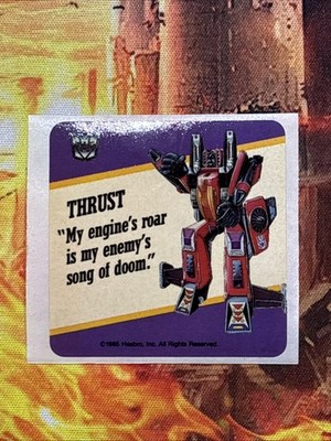 1985 Milton Bradley Transformers G1 - Motto Sticker - Thrust