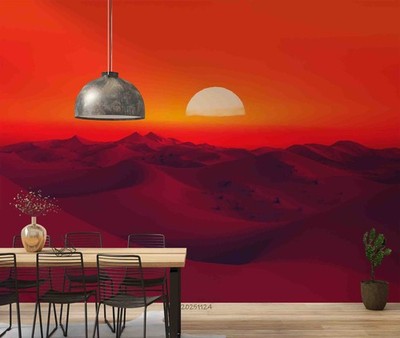 3D Nature Sunset Landscape Self-adhesive Removeable Wallpaper Wall Mural