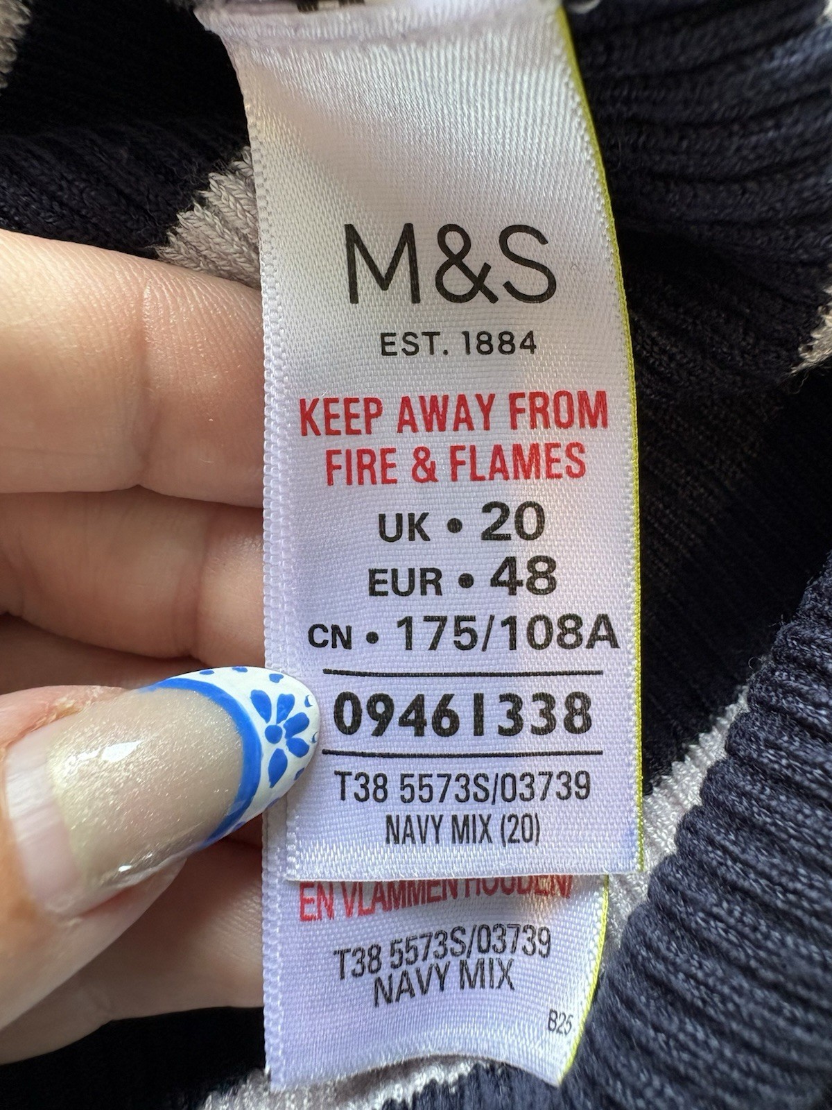 M&S Navy White Striped Ribbed Turtleneck Size 20 Soft Light Knit Top Jumper image 5