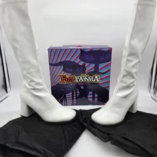 Funtasma Gogo 300 Boots Womens Size 8 White Patent Knee High Costume Mod 60s