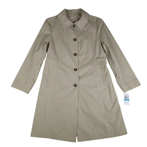 Michael Kors Trench Cappotto Donna Cachi Beige Cotone Nylon Taglia XL