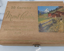 Vintage Swiss Pictoral Cigar Box Mont Cervin Valaisannes De Tabac Sion 20 Corona