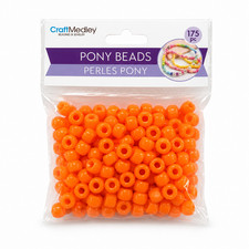 CraftMedley Orange Pony Beads   175 Piece Plastic Beading  Jewelry Craft Pack