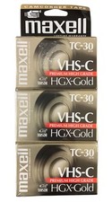 Lot of 3 MAXELL  HGX-GOLD TC-30 Blank VHS-C Premium Video Tape  For Camcorders