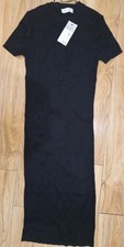 Primark Women's Ribbed Knit Bodycon Black Dress -Size UK 12 - 14/ EUR 40-42