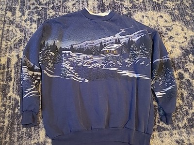 90's Vintage Artisans Sunschein Designs Christmas Angel Sweatshirt M Wrap Around