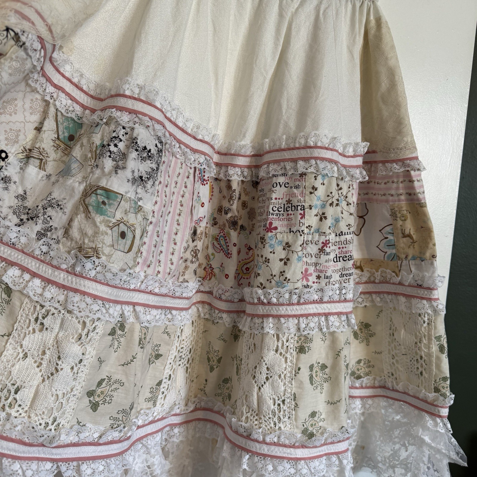 Handmade patchwork tiered pull on boho chic a lin… - image 6