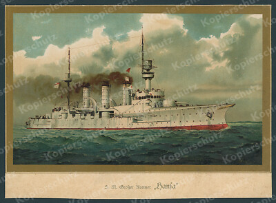 Hugo Graf Kaiserliche Marine S.M. Großer Kreuzer Hansa Seefahrt Adel Wappen 1896