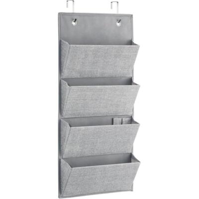 mDesign Hängeorganizer Tür System Hängeaufbewahrung  4 Fächer Grau Organizer